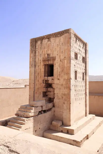 Cube of Zoroaster (Ka'ba-ye Zartosht ) near to Royal tombs in ancient necropolis Naqsh-e Rustam, Achaemenid dynasty, Fars province, Iran. UNESCO world heritage site