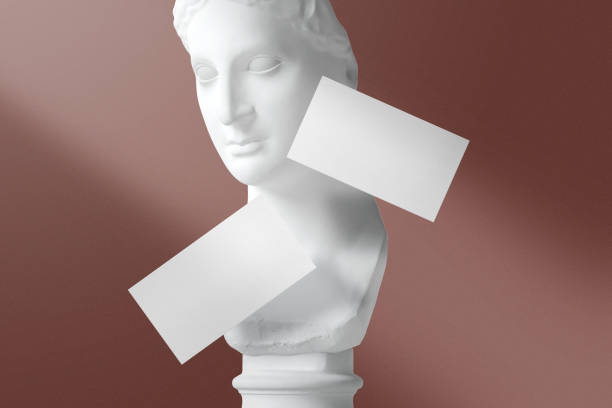 istock Premium clean minimal business card mockup floating on sculpture and light 1351518507
