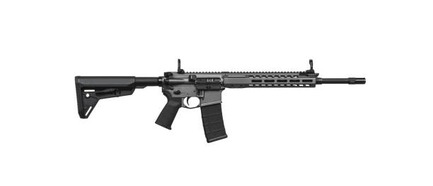 istock Modern automatic rifle isolated on white background. Weapons for police, special forces and the army. Automatic carbine with mechanical sights. Assault rifle on white back. 1351518852