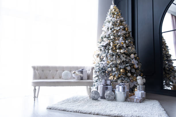 istock Beautiful Christmas tree indoors with white space for text 1351519023