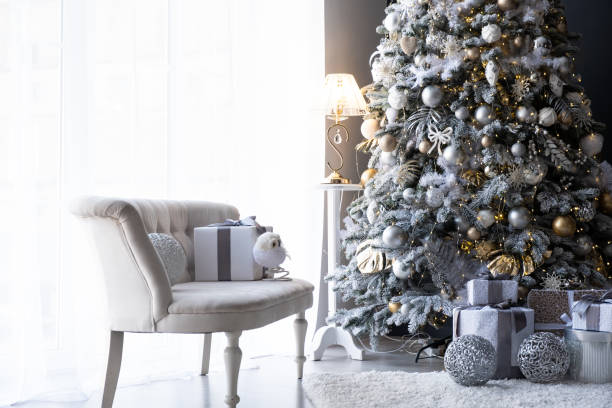 istock Beautiful Christmas tree indoors with white space for text 1351519186