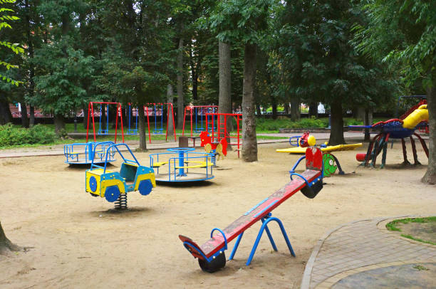 istock Empty colorful children playground 1351520674