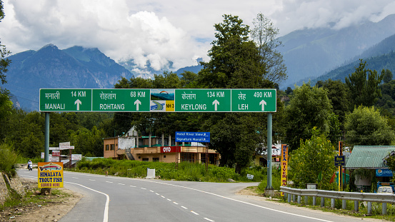 Manali, Himachal Pradesh - Aug 11, 2019 - National Highway 3 near manali, manali leh highway