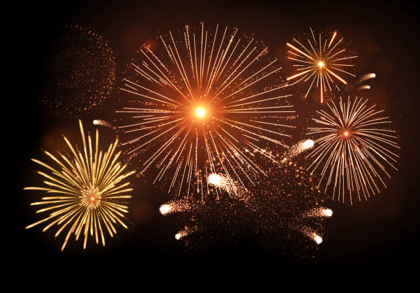 istock Vector holiday festival golden firework. Independence day, Christmas, New Year party 1351534728
