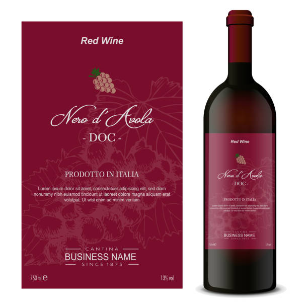 Red and white wine label. vector art illustration