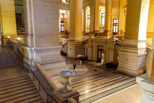 Brussels, Belgium, November 5, 2021. The Palais de Justice in Brussels is an imposing building in an eclectic style of Greco-Roman inspiration located on the largest square in Brussels, Place Poelaert.