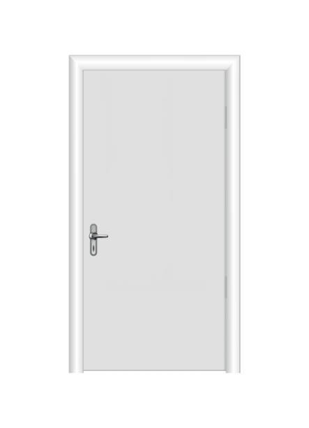 istock Closed white entrance. Realistic door with frame isolated on white background. Clean design white door template. Decorative house element 1351538344
