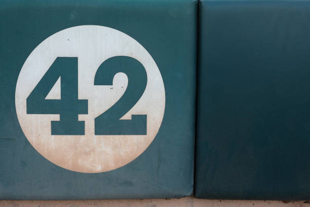 Baseball 42 Baseball #42 on outfield fence number 42 stock pictures, royalty-free photos & images