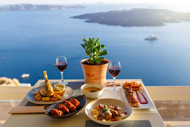 istock Dinner for two in a restaurant overlooking the sea 1351543764