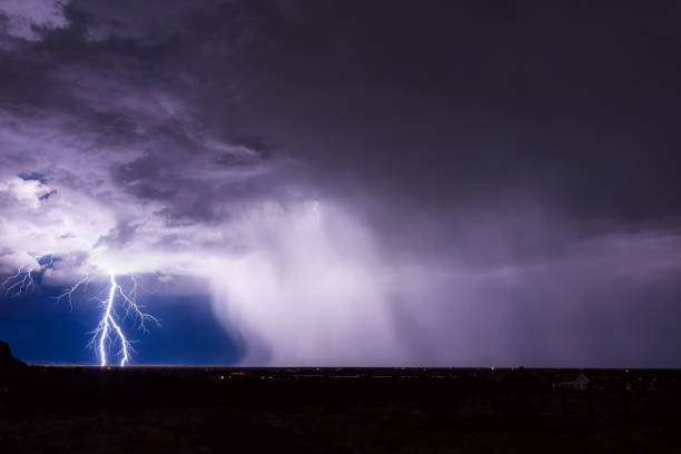 istock Extreme weather with lightning bolt from a thunderstorm 1351550542