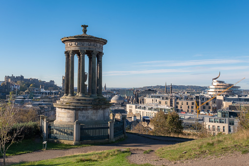 An overlooking view of Edinburgh from Arthur's Seat hill.