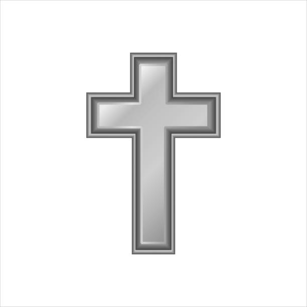 istock Monochrome Christian cross. Realistic vector illustration  isolated on white background 1351556342