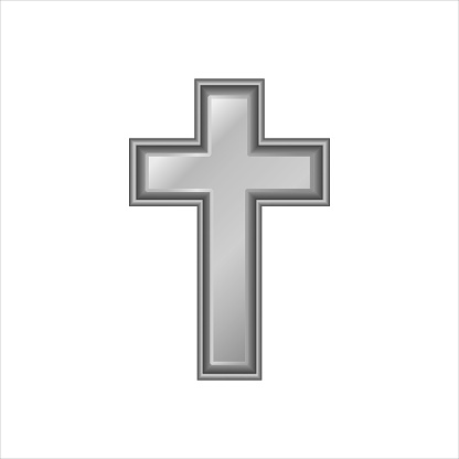 Monochrome Christian cross. Realistic vector illustration  isolated on white background