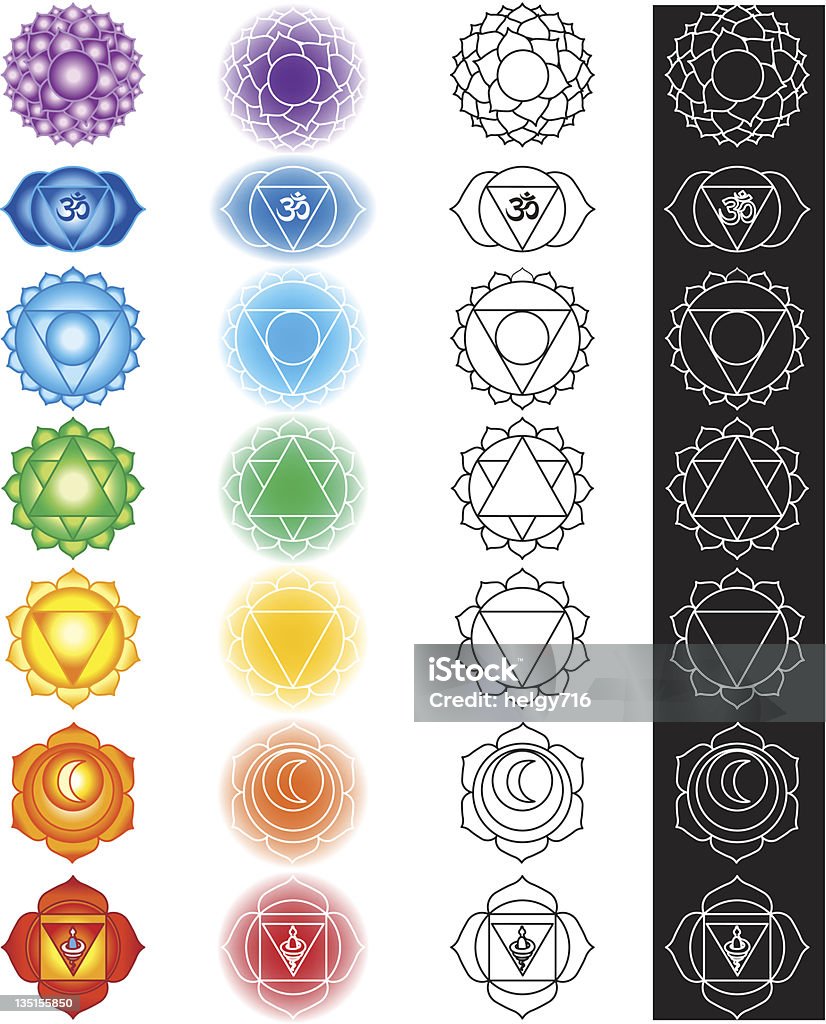 Los siete chakras - arte vectorial de Chakra libre de derechos