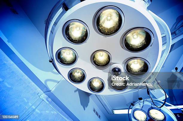 Surgical Lamps In Operation Room Hospital Stock Photo - Download Image Now - Lighting Equipment, Surgery, Domestic Room