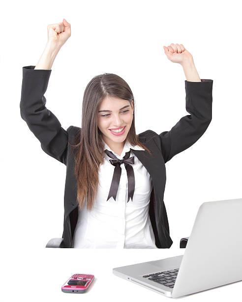 istock Young woman with laptop 135156613