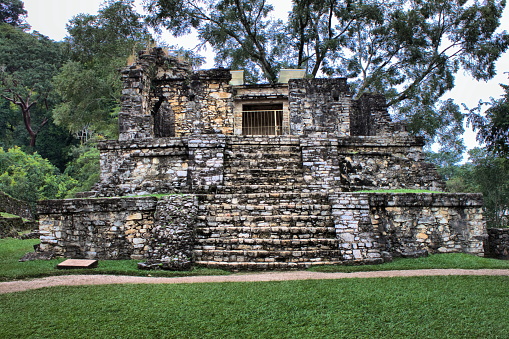Ruins of Temple XIV in Palenque. Chiapas, Mexico