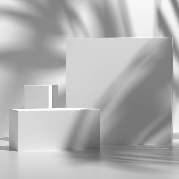 istock Product podium stage for mockup presentation, concrete, metal, texture, background 1351568174