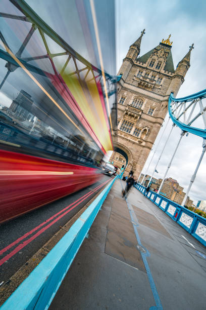 istock Double decker bus in London street 1351568305