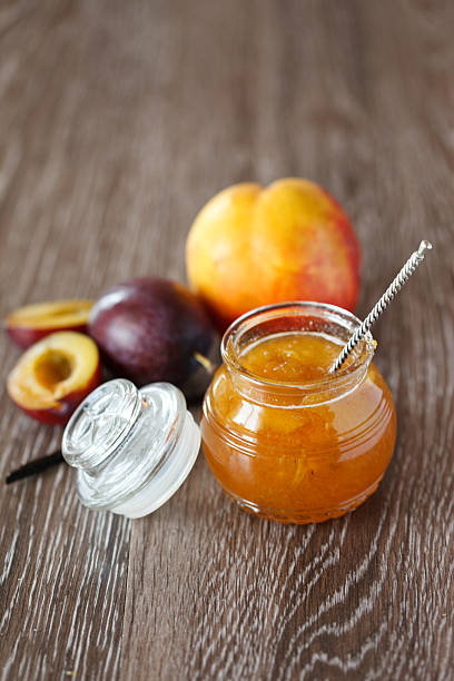 istock Peach-plum homemade jam with vanille 135157204