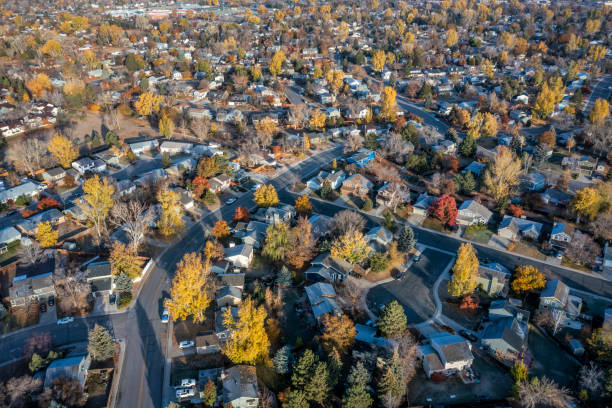 istock Fort Collins aerial view in fall scenery 1351576654