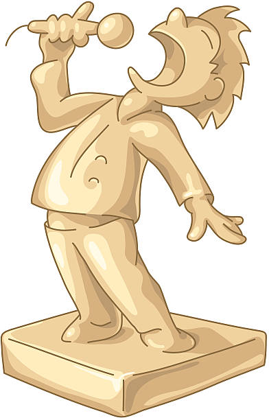 Golden statuette of the best singer vector art illustration
