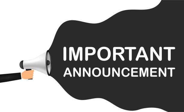 istock Male hand holding megaphone with Important Announcement speech bubble. Loudspeaker. Banner for business, marketing and advertising. Vector illustration. 1351580609