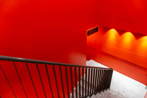 istock Red walls and stairs to the basement 1351584714