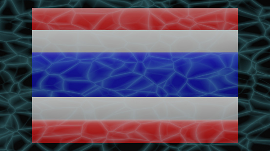 Under water of Thailand flag and its 3D bulge blue, white and red stripe with top light (3D Rendering)