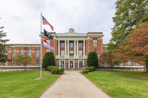 Benton, Missouri, USA - October 1, 2021: The historic Scott County Courthouse