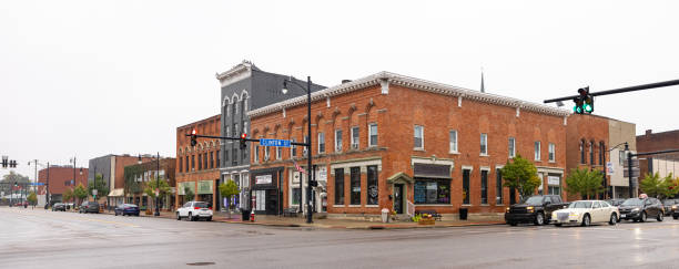 Defiance, Ohio, USA - October 24, 2021: The Historic business district along Clinton Street