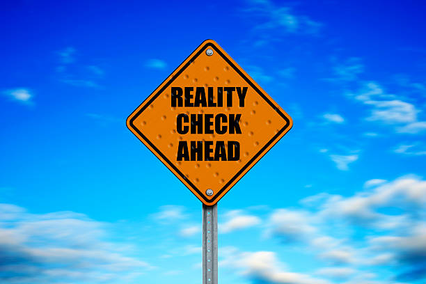 istock Street sign warning of reality check ahead 135160096