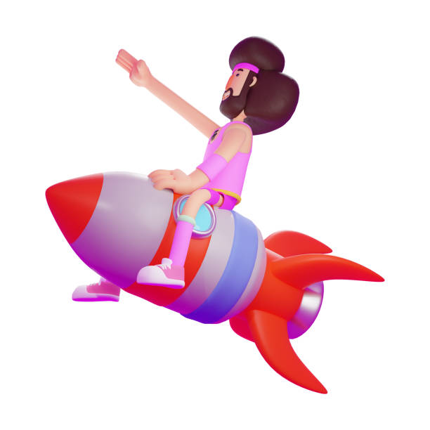 istock 3D Athlete Cartoon Character flying with a rocket 1351602000