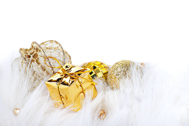 istock Golden christmas balls on white background 135160456