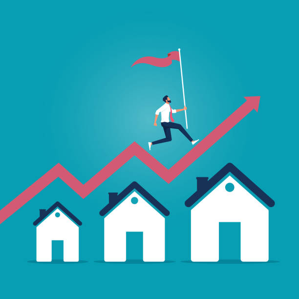 illustrations, cliparts, dessins animés et icônes de investissement immobilier ou concept de croissance immobilière - stock market data finance chart home finances