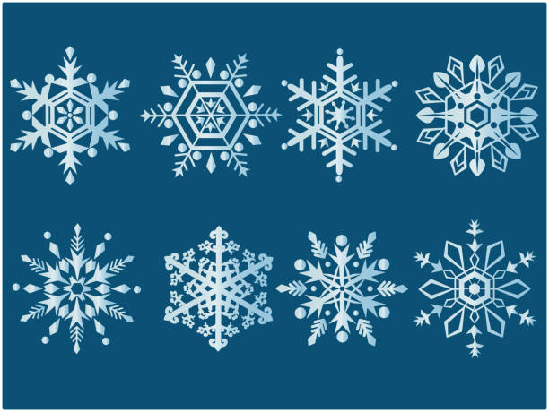 kristall aus schnee. weihnachtsmaterial-ikonen. vektorbild - ice crystal winter nature ice stock-grafiken, -clipart, -cartoons und -symbole