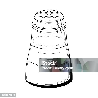 istock Abstract Hand Drawn Kitchen Stuff Salt Shaker Jar Meal Doodle Concept Vector Design Outline Style On White Background Isolated For Cooking 1351610871