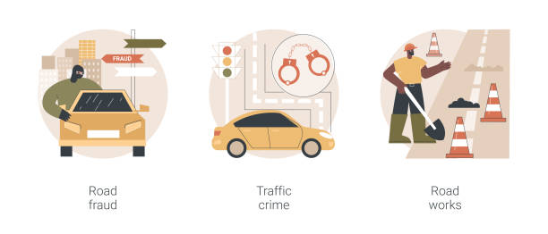 абстрактные концептуальные векторные иллюстрации по безопасности дорожного движения. - driving visualization careless car stock illustrations