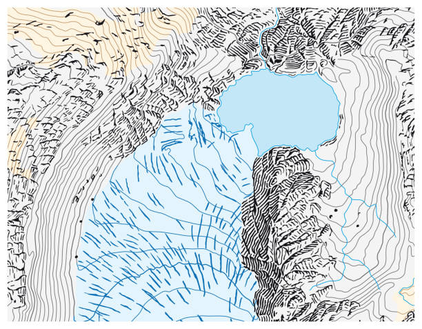 abstrakcyjna topograficzna mapa wysokogórska z reprezentacją skalną - relief map textured rock mountain stock illustrations