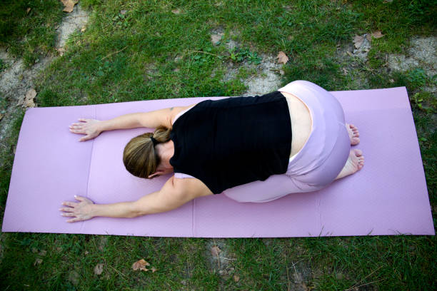 istock child's pose seen from above on the mat 1351634193
