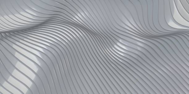 istock Parallel line wave background waves of plastic swaying rubber sheet 3D illustration 1351636373