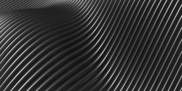 istock Parallel line wave background waves of plastic swaying rubber sheet 3D illustration 1351636374