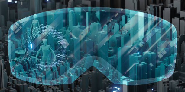 istock Virtual reality The Metaverse world through VR camera view Cities and people in a simulated world 3D illustration 1351636397