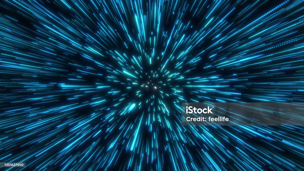 Illuminated circle frame on dark background Big Bang Stock Photo