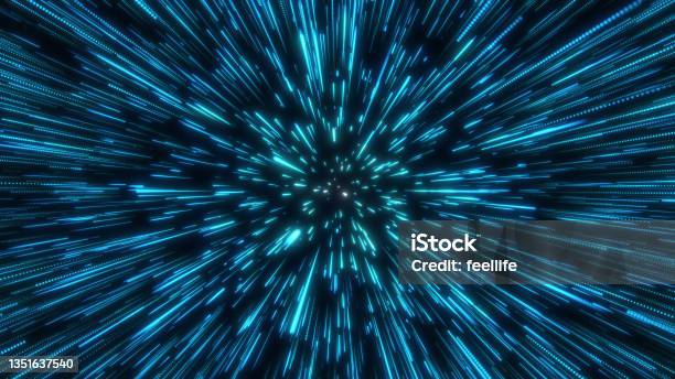 Illuminated Circle Frame On Dark Background Stock Photo - Download Image Now - Big Bang, Gold Colored, Black Background