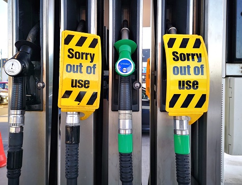 Two diesel fuel pumps are out of use due to a fuel shortage.