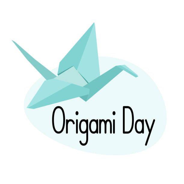 ilustrações de stock, clip art, desenhos animados e ícones de origami day, idea for poster, banner, flyer or postcard - origami crane