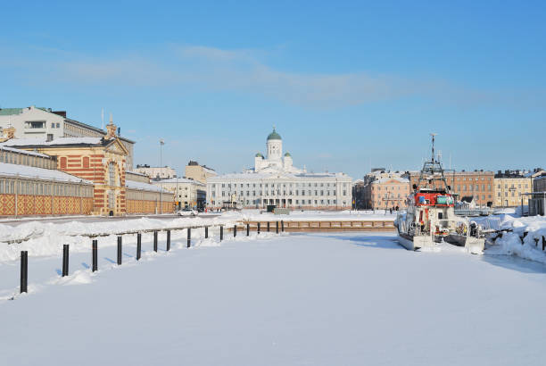 Finland. Wonderful cold sunny winter day in Helsinki