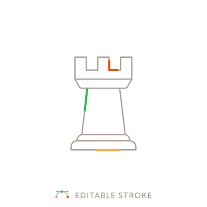 Rook Flat Line Color Icon with Editable Stroke