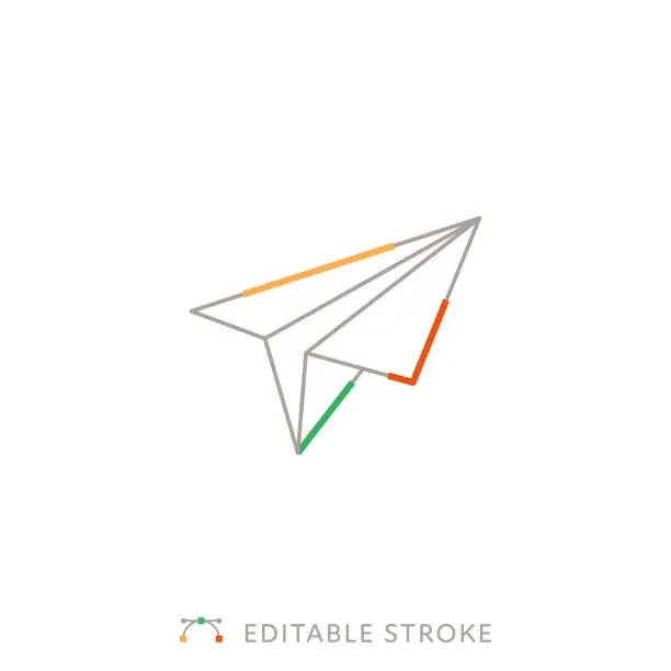 Vector illustration of Paper Plane Flat Lineal Multicolor Line Icon with Editable Stroke